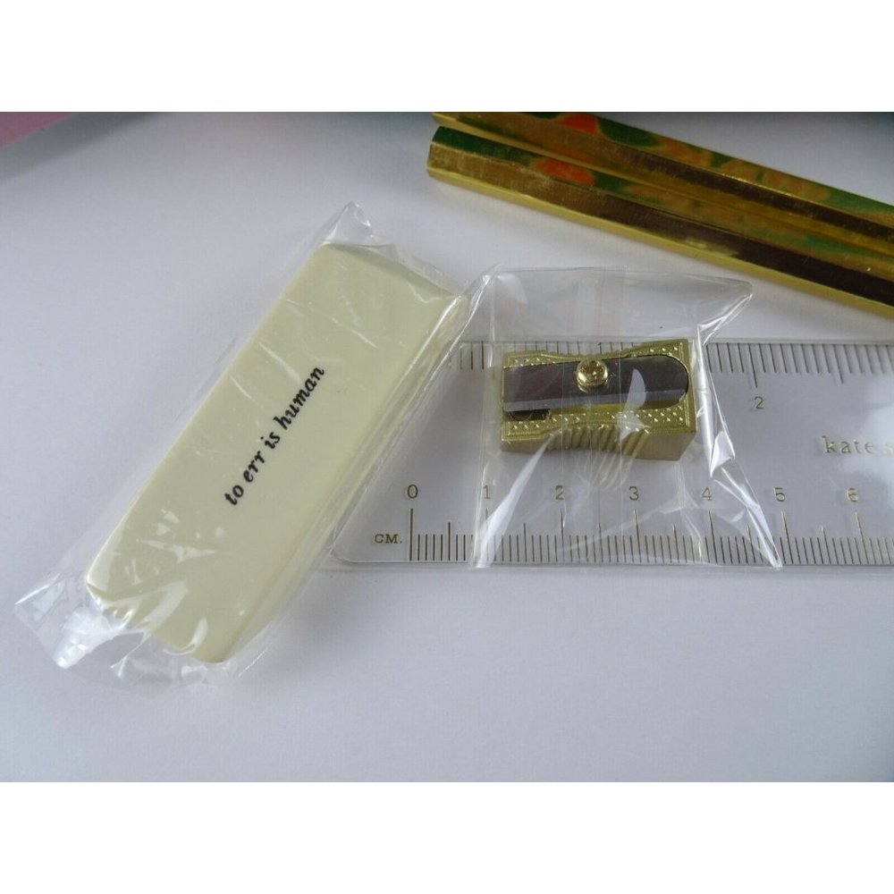 Kate Spade BIRD Party Pencil Case Pouch Ruler Eraser Sharpener Pencils 6-PC Set - Picture 7 of 11